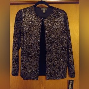 "PRICE DROP" Elementz woman's 2 in 1 top, size PM, black sparkle jacket.